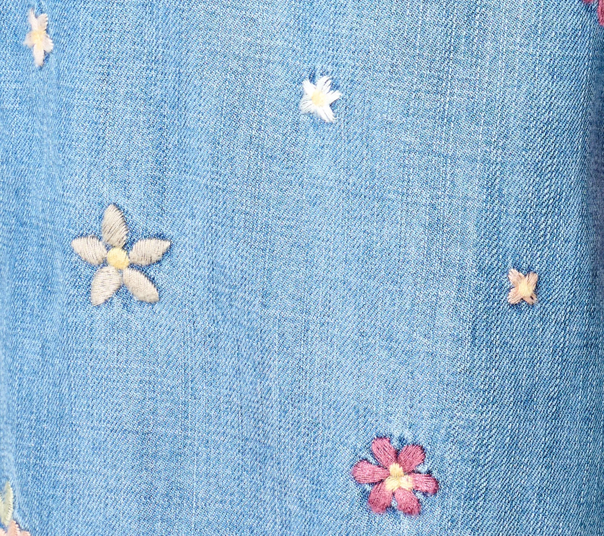 "As Is" Driftwood Jeans Embroidered Short Sleeve Mabel Dress