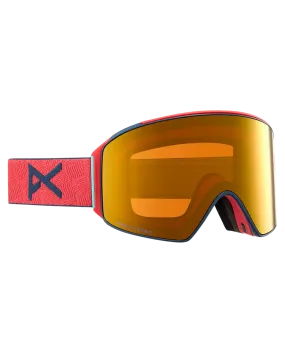 Anon M4 Cylindrical Low Bridge Snow Goggles + Bonus Lens + Mfi Face Mask - Coral/Perceive Sunny Bronze Lens