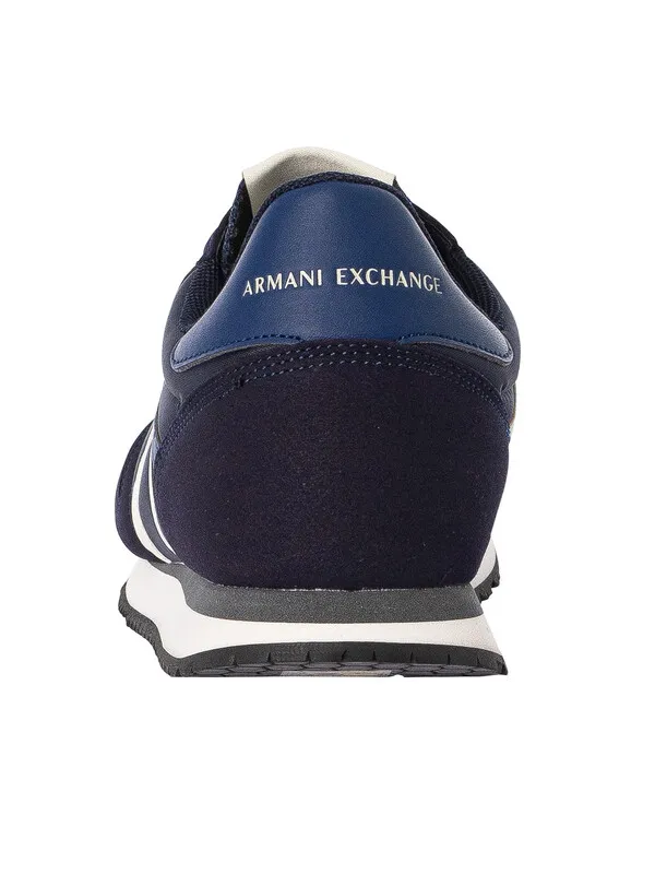 Armani Exchange Big Logo Textile Trainers - Night Sky/Off White