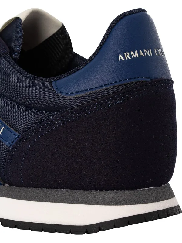 Armani Exchange Big Logo Textile Trainers - Night Sky/Off White