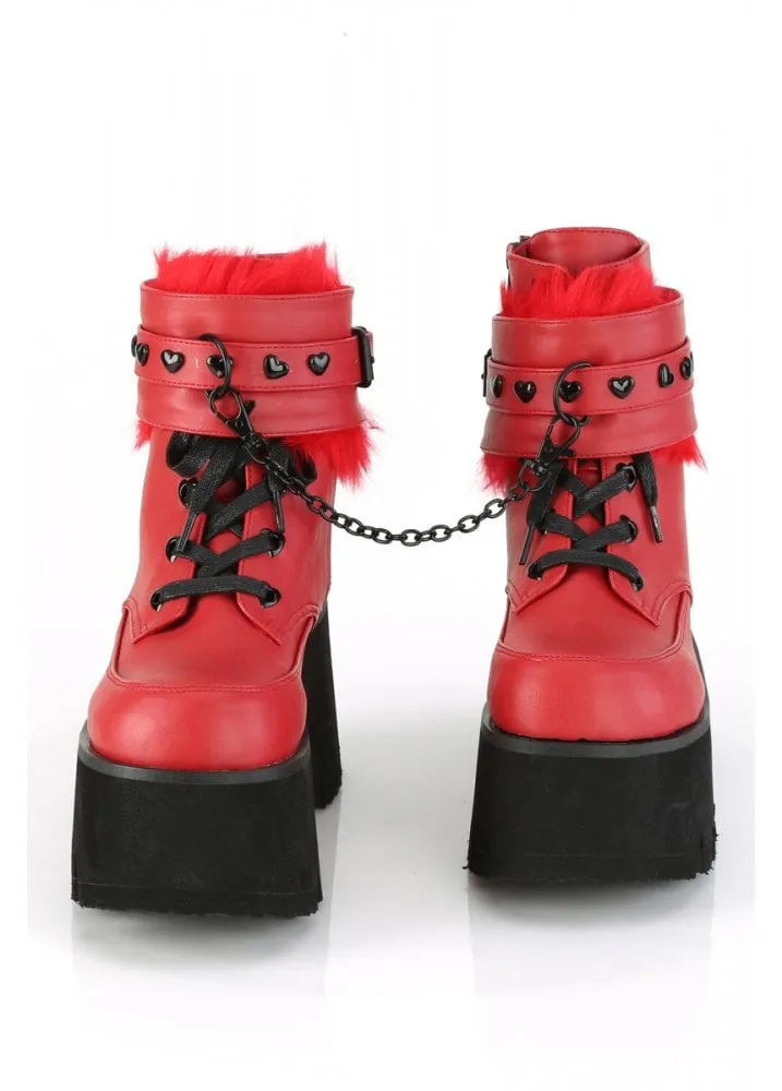 Ashes 57 Red Chained Platform Ankle Boot