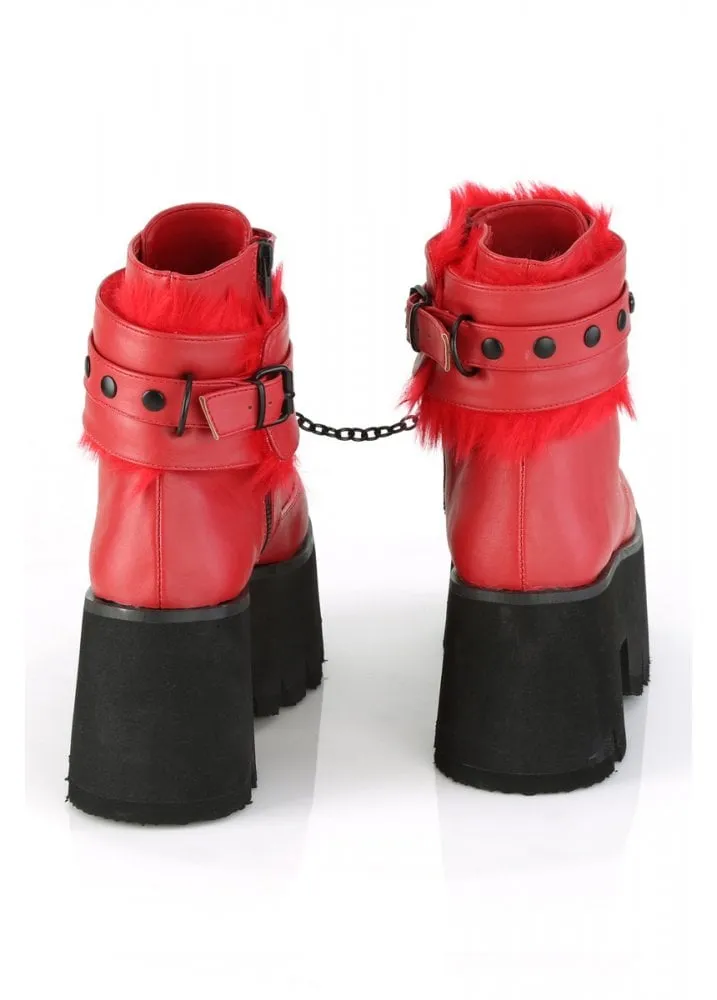 Ashes 57 Red Chained Platform Ankle Boot