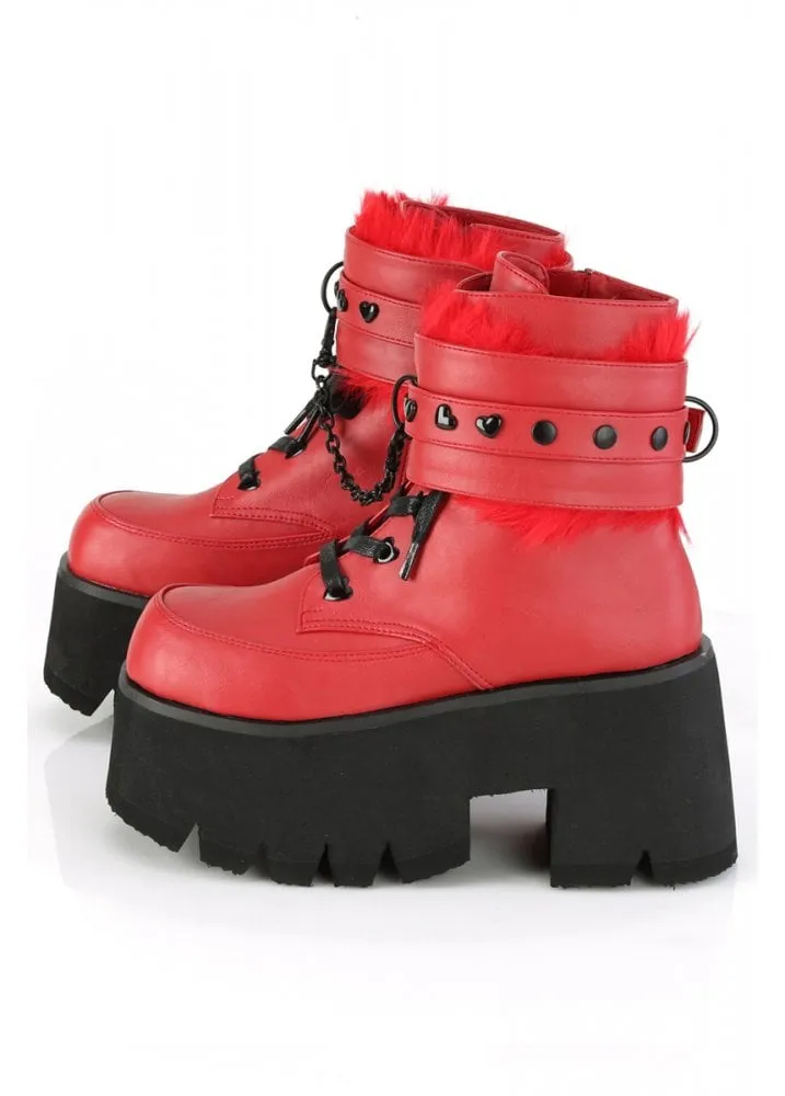 Ashes 57 Red Chained Platform Ankle Boot