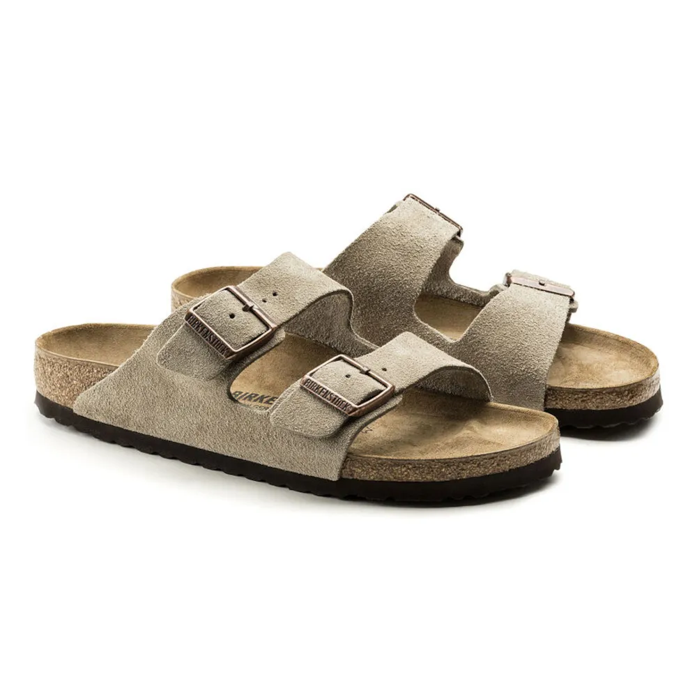 Birkenstock Arizona Taupe Suede Sandals (Narrow)