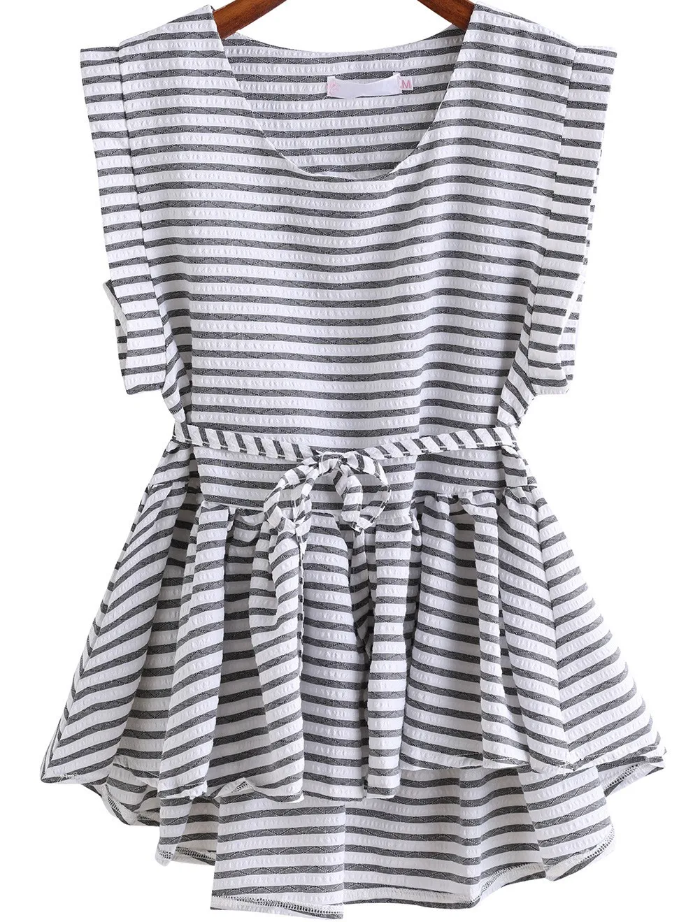 Black White Stripes Lines Round Neck Sleeveless Shirt Top