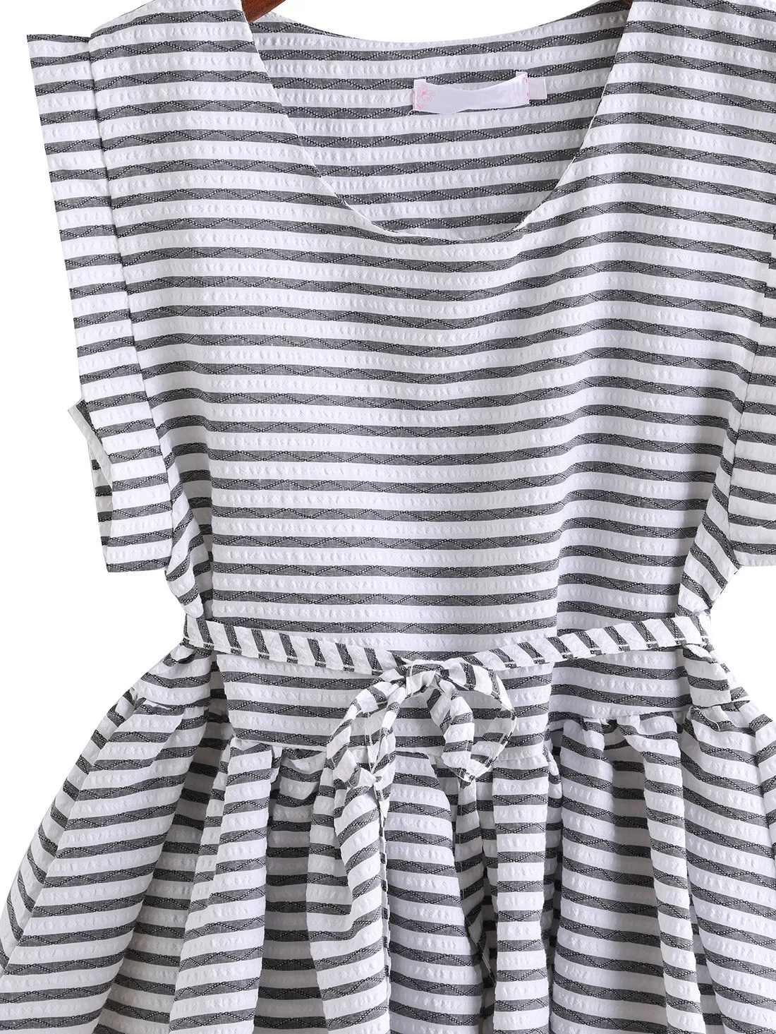 Black White Stripes Lines Round Neck Sleeveless Shirt Top