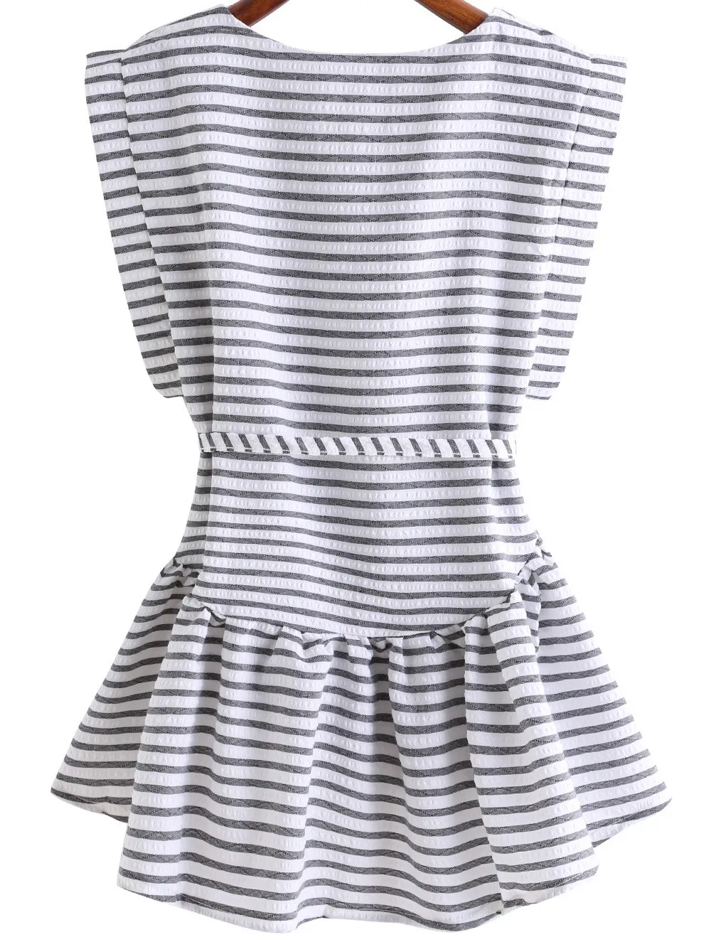 Black White Stripes Lines Round Neck Sleeveless Shirt Top