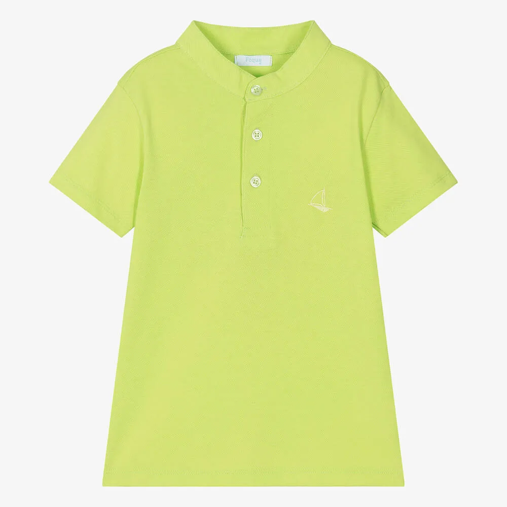 Boys Green Cotton Polo Shirt