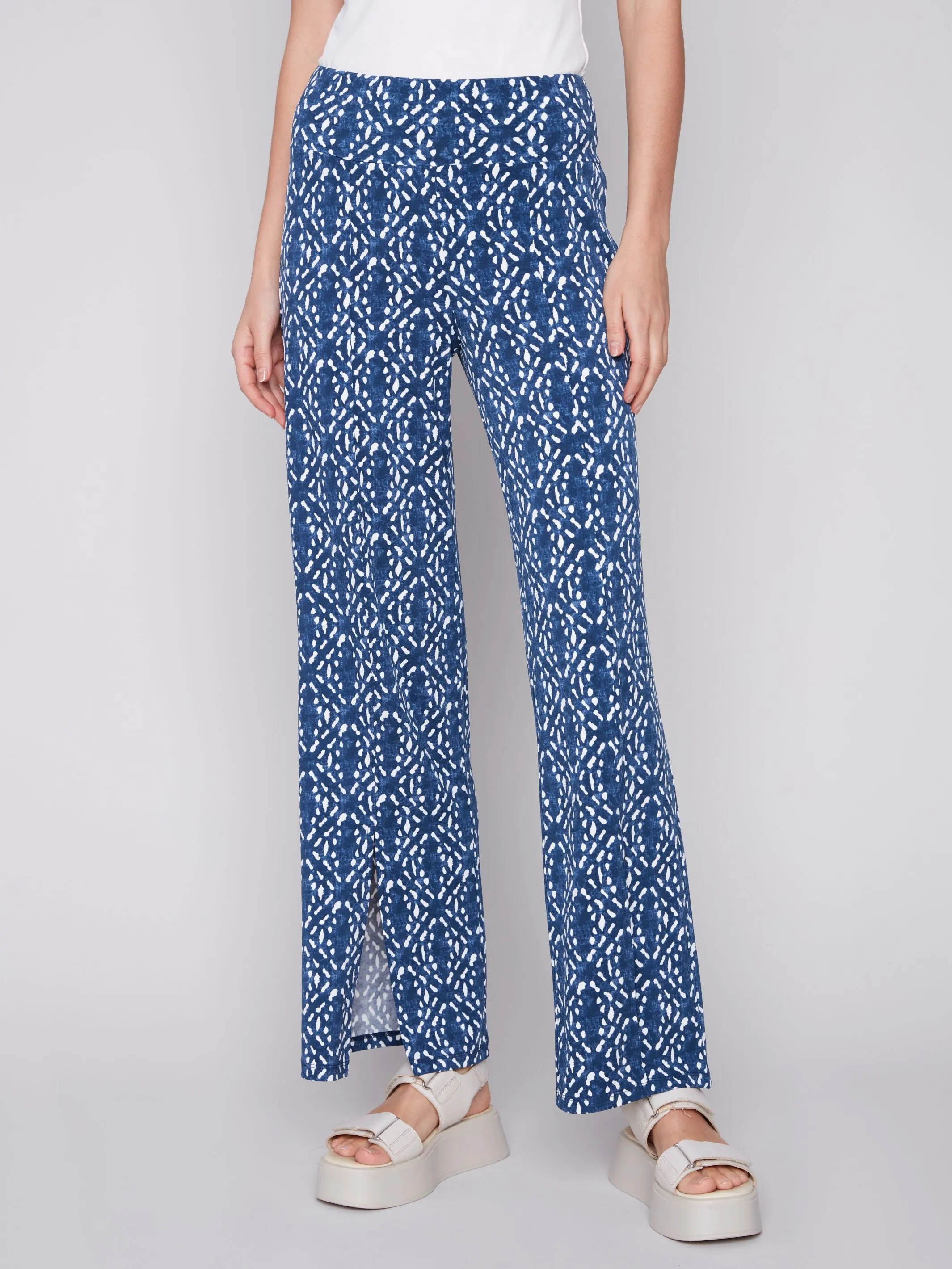 Charlie B Wide Leg Pants with Slit at front Hem