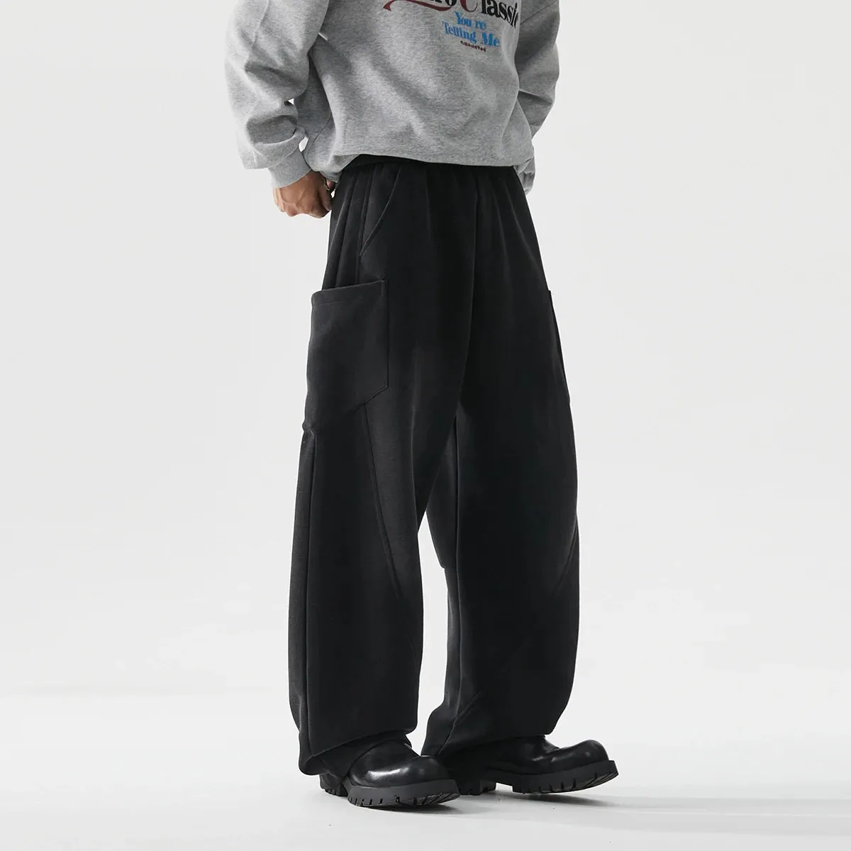 Curved Leg Baggy Pants