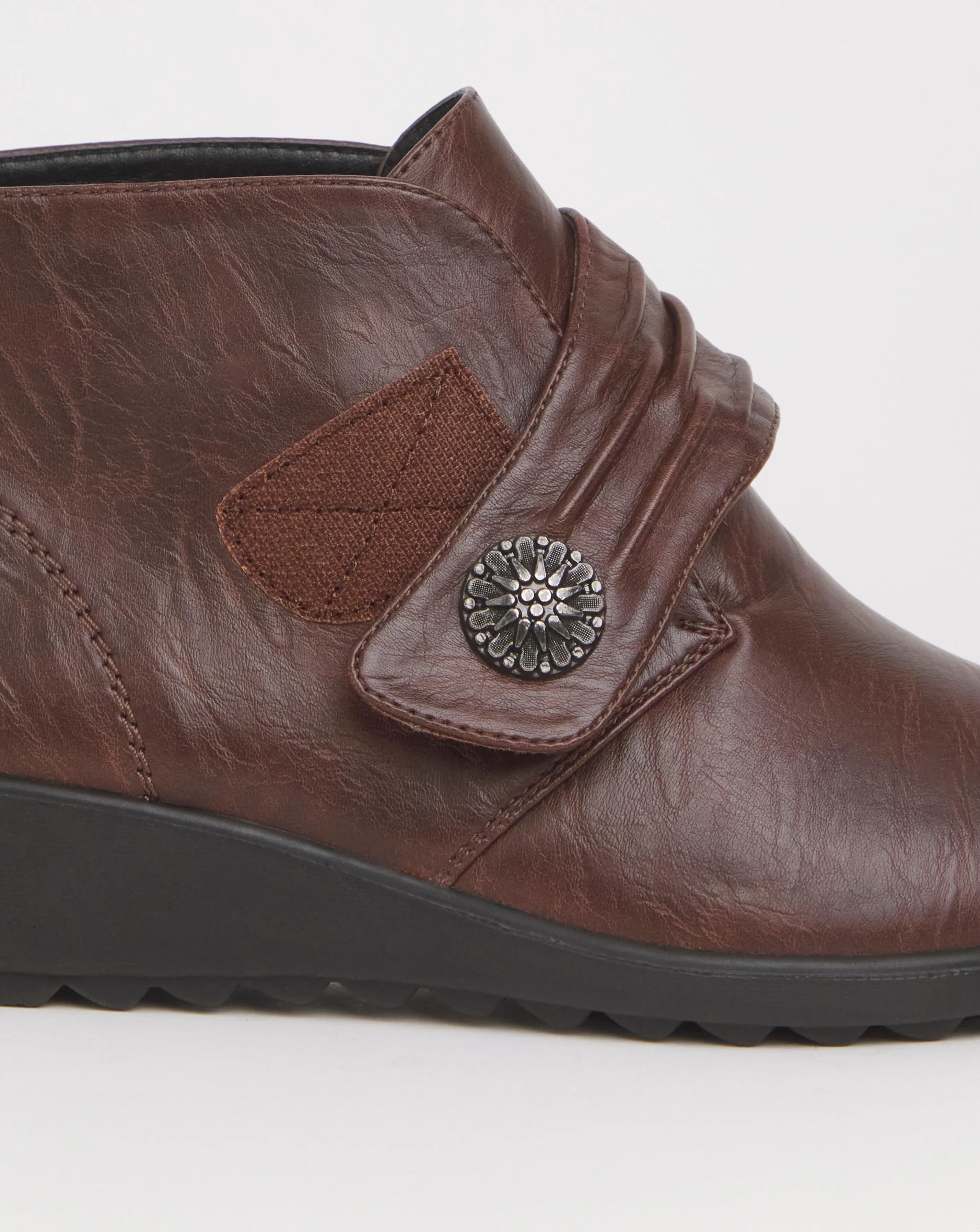 Cushion Walk Touch & Close Ankle Boot with Button Detail EEE Fit