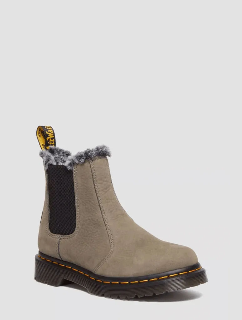 Dr. Martens 2976 Leonore Faux Fur-Lined Chelsea Boot in Nickel Grey