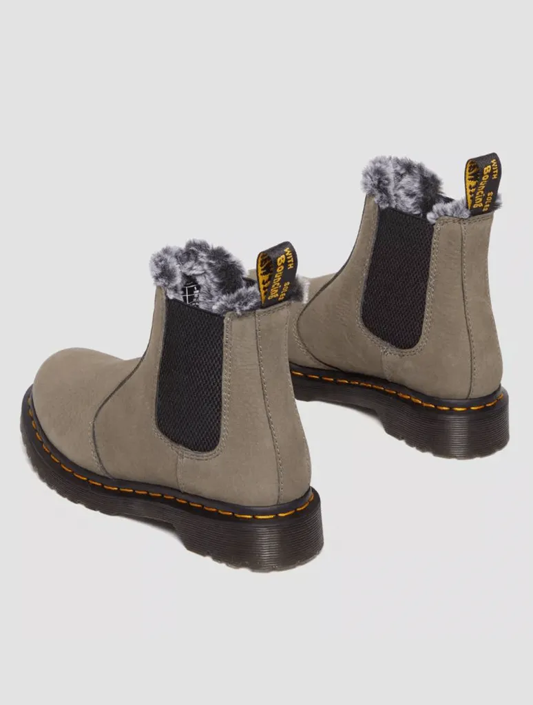 Dr. Martens 2976 Leonore Faux Fur-Lined Chelsea Boot in Nickel Grey