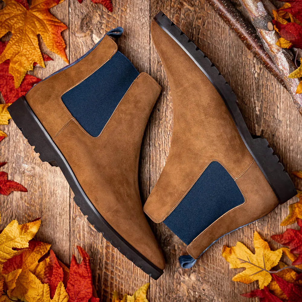 Gianna Italian Suede Chelsea Boot in Cognac by Zelli Italia