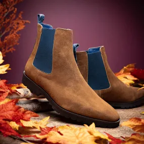 Gianna Italian Suede Chelsea Boot in Cognac by Zelli Italia