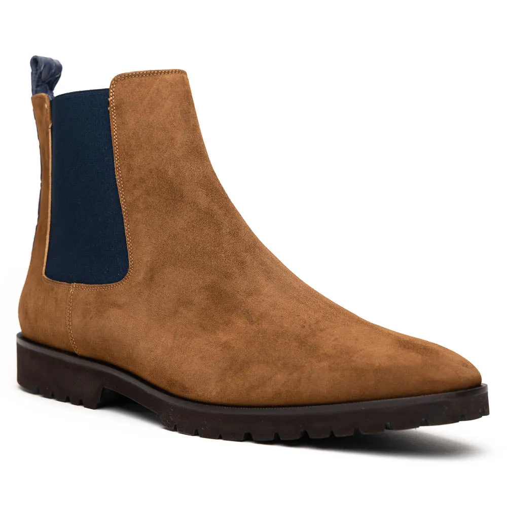 Gianna Italian Suede Chelsea Boot in Cognac by Zelli Italia