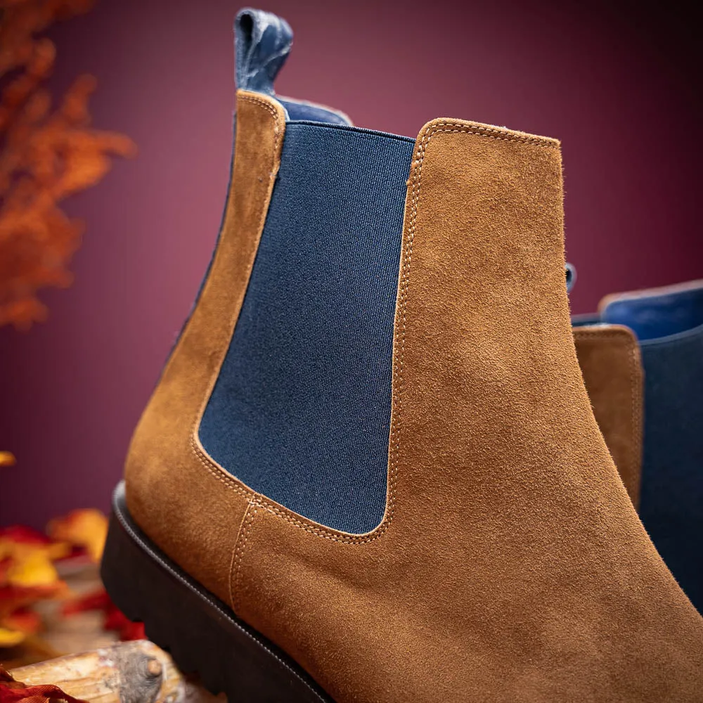 Gianna Italian Suede Chelsea Boot in Cognac by Zelli Italia