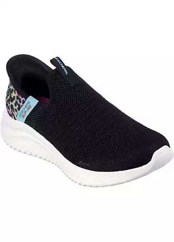 Girls Black Ultra Flex 3.0 Colory Wild Slip Ins Trainers by Skechers | Look Again