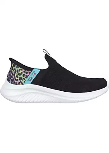 Girls Black Ultra Flex 3.0 Colory Wild Slip Ins Trainers by Skechers | Look Again