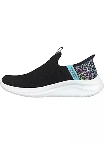 Girls Black Ultra Flex 3.0 Colory Wild Slip Ins Trainers by Skechers | Look Again