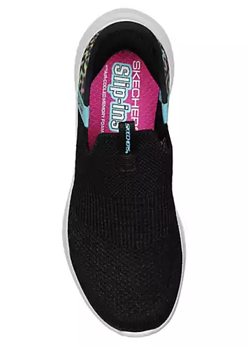 Girls Black Ultra Flex 3.0 Colory Wild Slip Ins Trainers by Skechers | Look Again