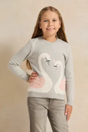 Girls Grey Knitted Pullover