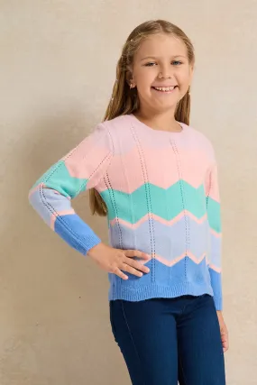 Girls Multicolour Knitted Pullover