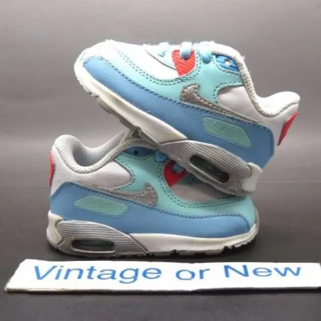 Girls nike air max '90 lakeside white teal toddler 724854-100 sz 4c