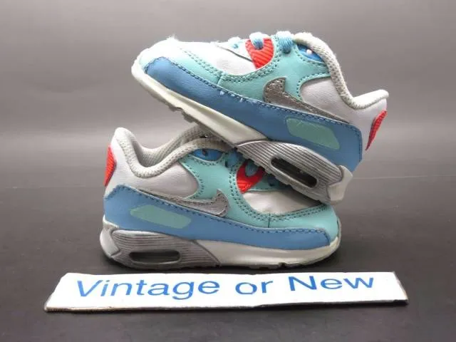 Girls nike air max '90 lakeside white teal toddler 724854-100 sz 4c