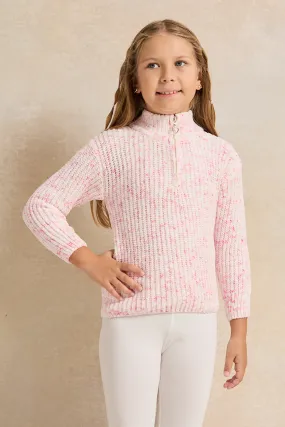 Girls Pink High Neck Pullover