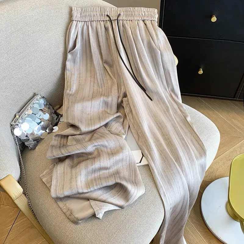 Guangzhou Thirteen Lines Hot Style ~ Dirty Yamamoto Pants, cool ink painting satin wide-leg long pants for women, thin and versa