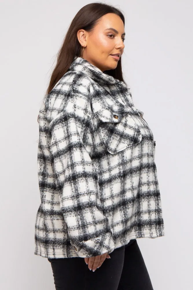 Ivory Plaid Plus Shirt Jacket