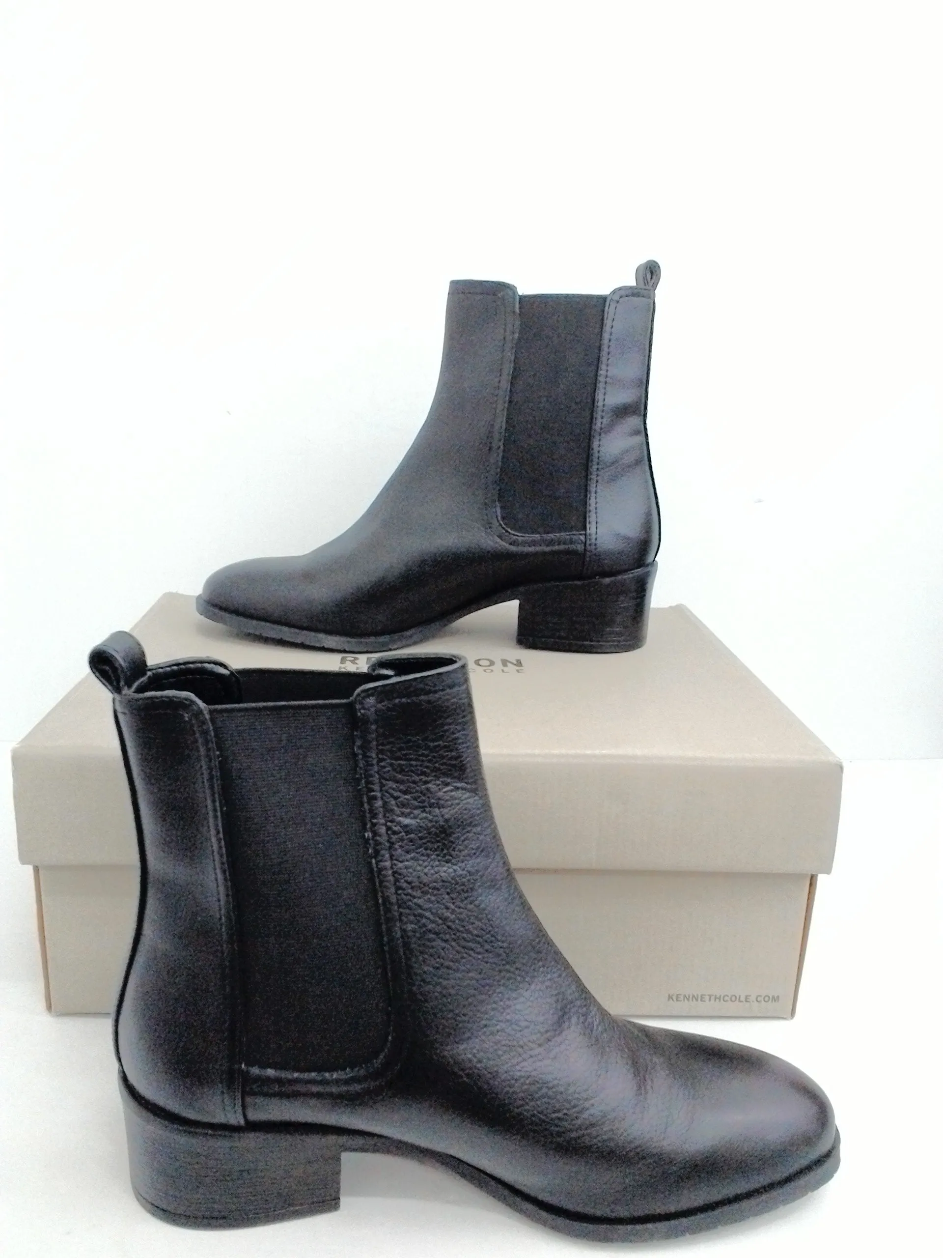 Kenneth Cole Women's Salt Chelsea Boot Black Leather Size 7.5