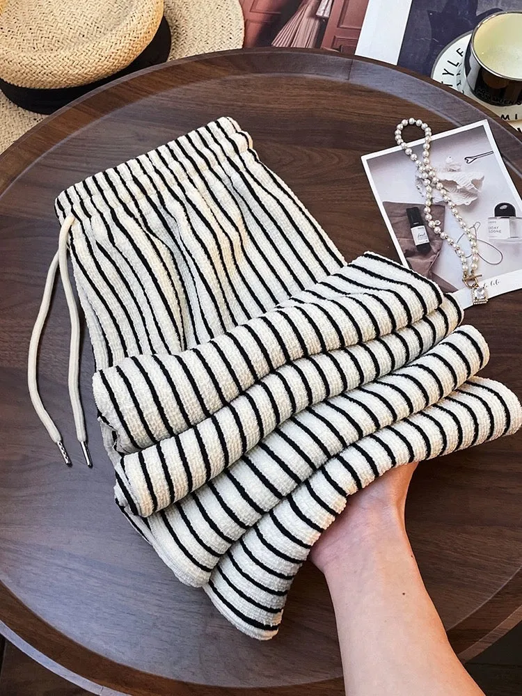 Korean style commuting striped loose wide-leg pants 2024 new design niche fashionable straight-leg pants