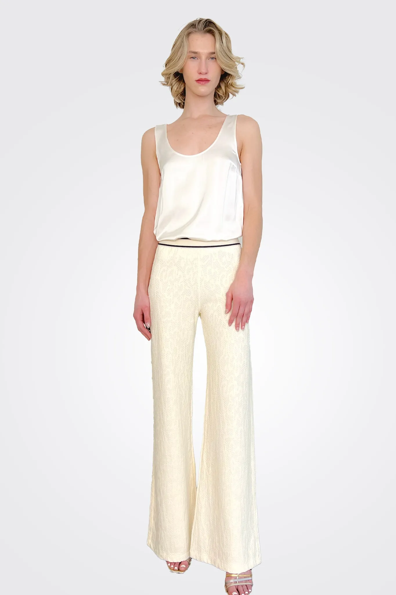 Long Straight Leg Pants - Cream