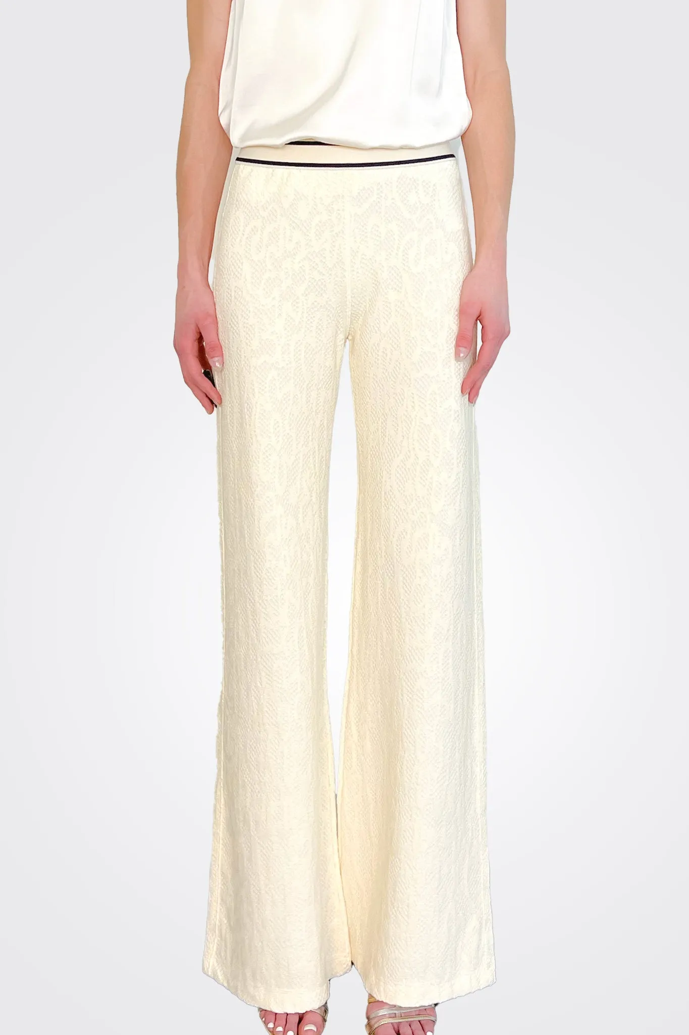 Long Straight Leg Pants - Cream