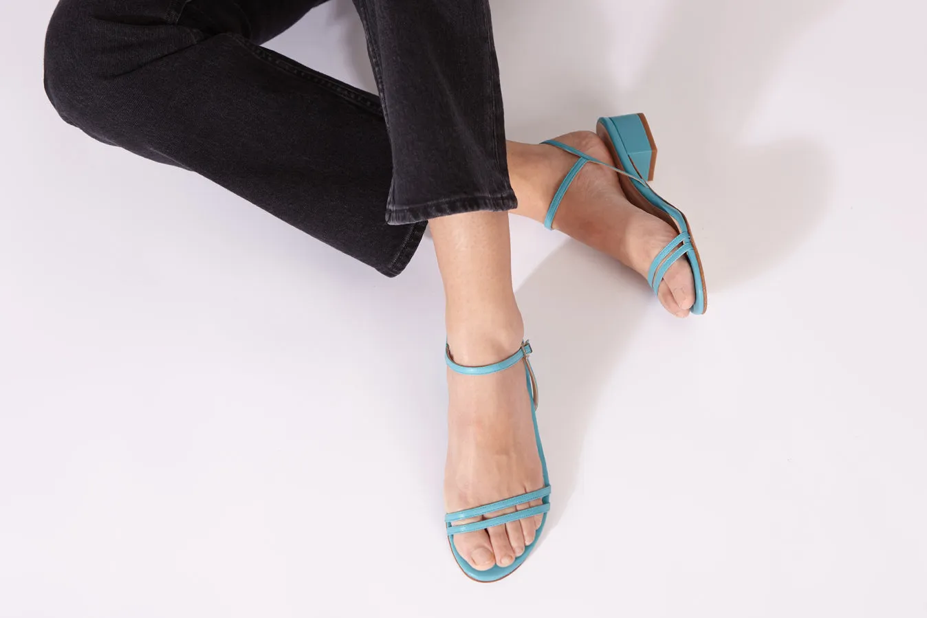 Maisie Sandals in Turquoise Leather