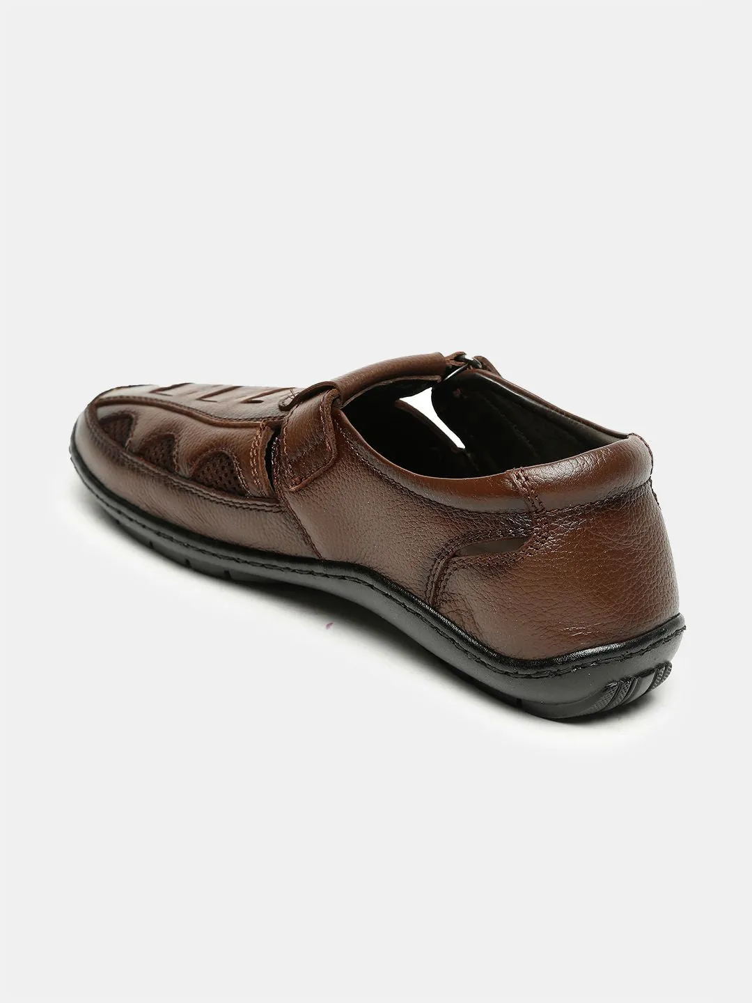 Men Brown Solid Shoe-Style Sandals