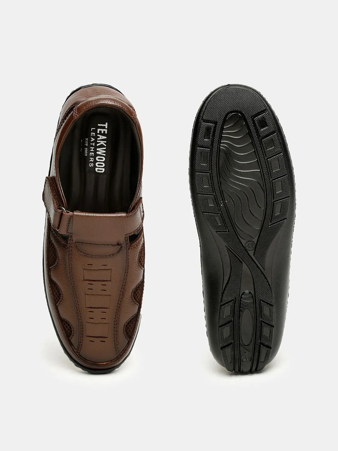 Men Brown Solid Shoe-Style Sandals