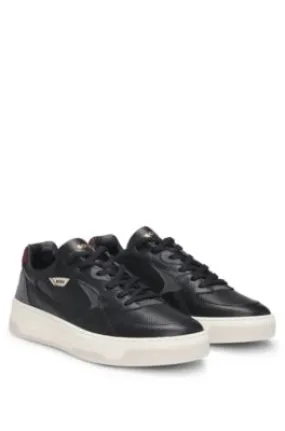 Mixed-leather trainers with layered upper