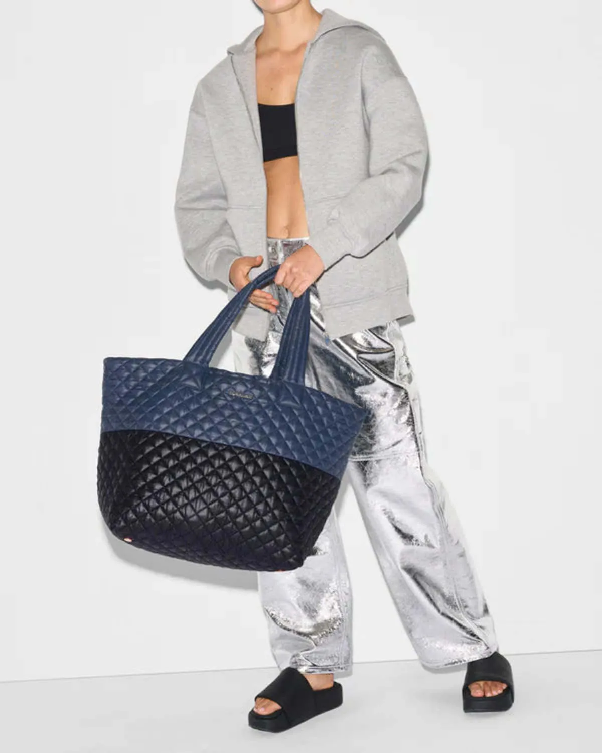 MZ Wallace Large Metro Tote Deluxe - Black/Navy