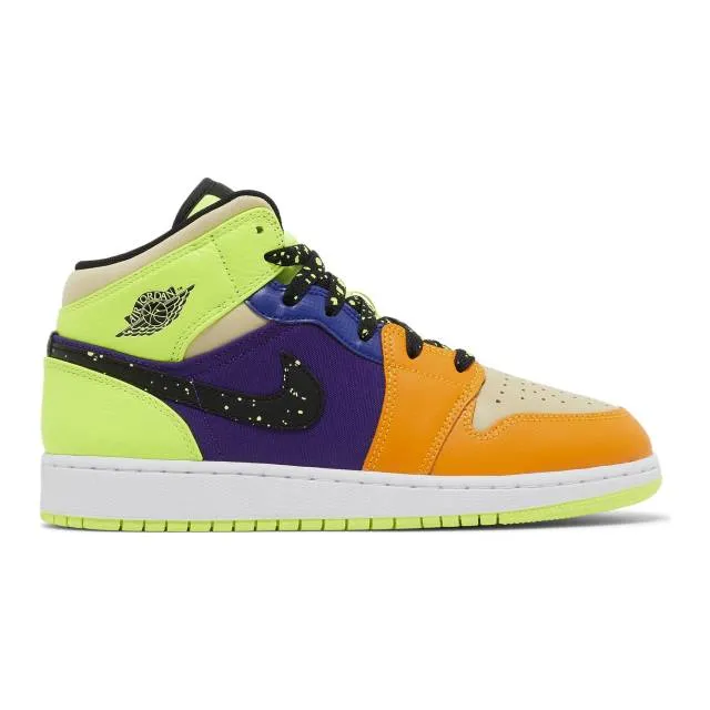 Nike Air Jordan 1 Mid SE GS (Volt Vivid Orange/ Volt/ Bl...