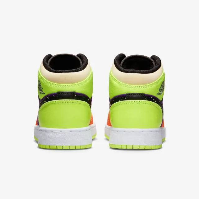 Nike Air Jordan 1 Mid SE GS (Volt Vivid Orange/ Volt/ Bl...