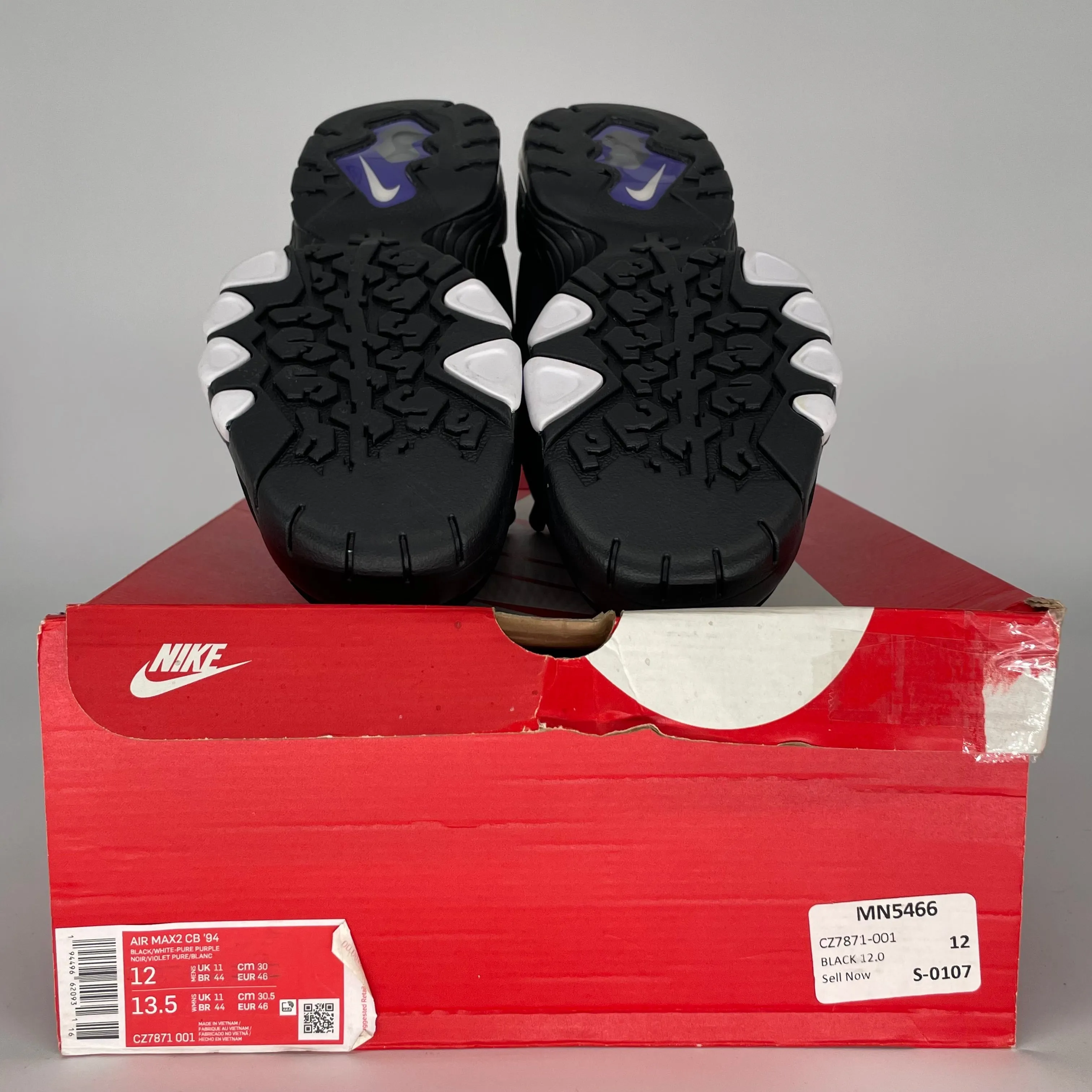 NIKE AIR MAX 2 CB 94 BLACK WHITE PURPLE SIZE 12 CZ7821-001