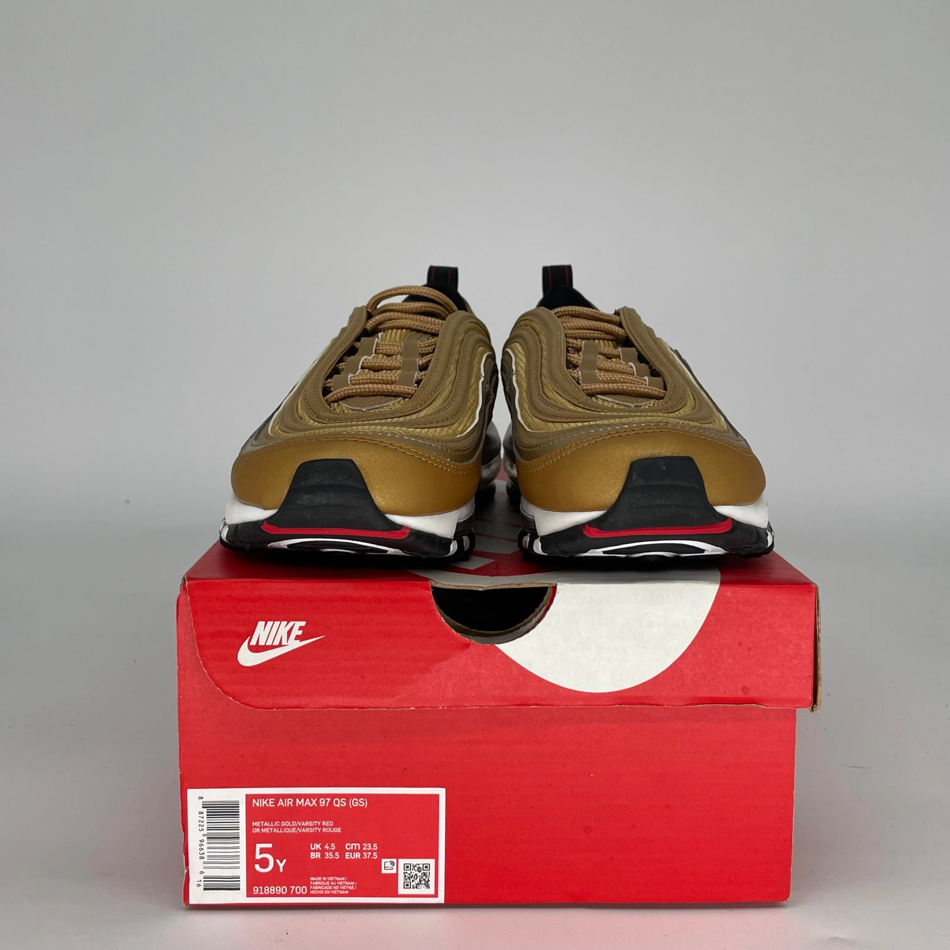 NIKE AIR MAX 97 METALLIC GOLD SIZE 5Y 918890-700