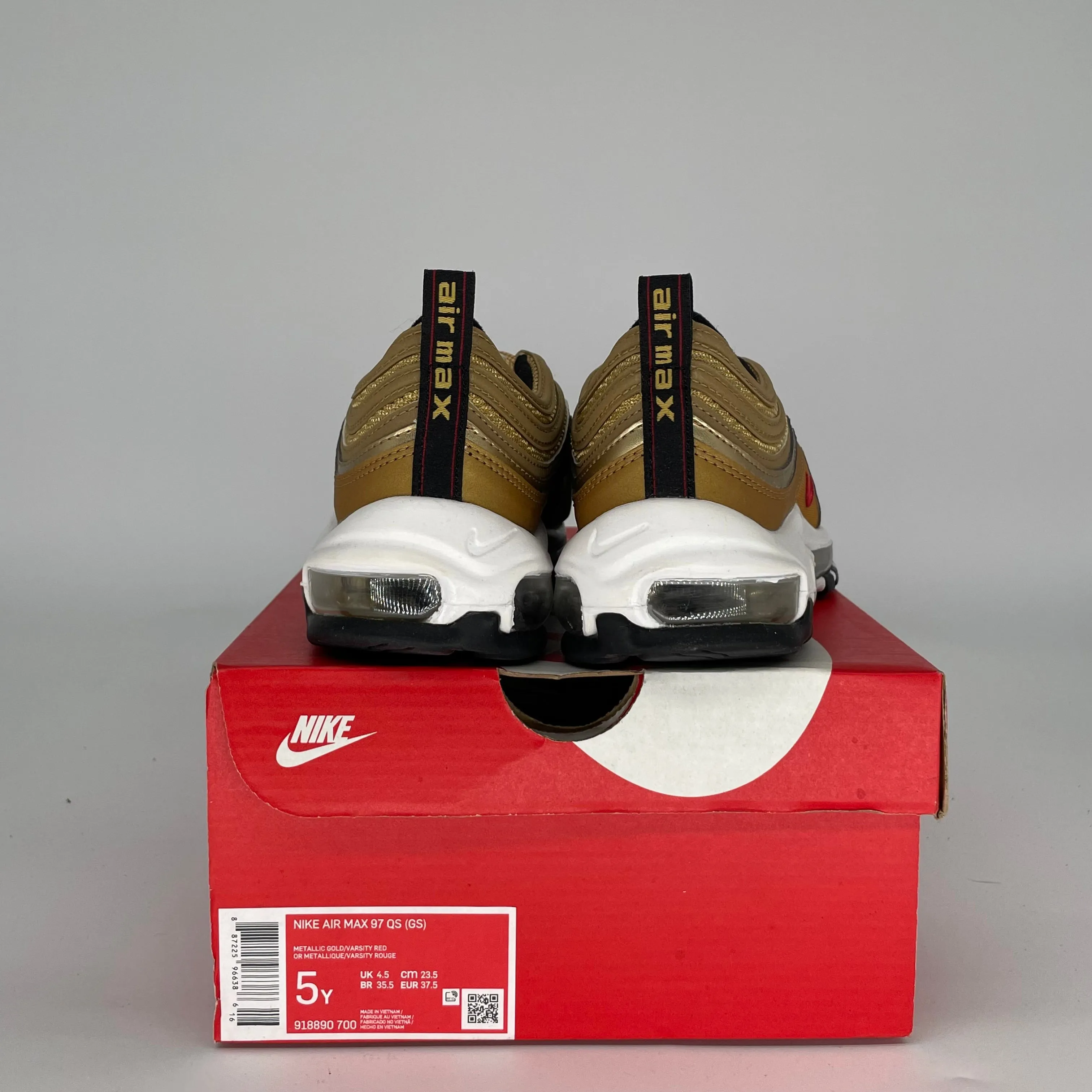 NIKE AIR MAX 97 METALLIC GOLD SIZE 5Y 918890-700