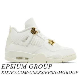 Nike Women's Air Jordan 4 Retro (Metallic Gold/ Sail/ Me...