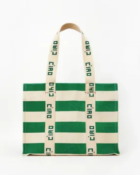 Noemie Ciao Tote - Green/Natural Stripe