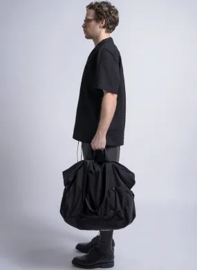 Nylon Twill Tri Pocket Slouchy Tote - Black