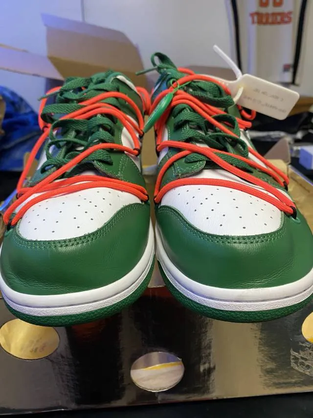 Off-white x nike dunk low pine green